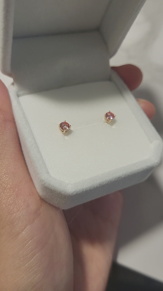 Rose Gold 14k Intense pink Diamond (push back lock)