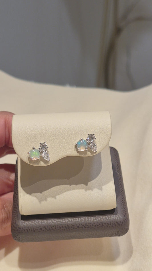 Clear opal earring