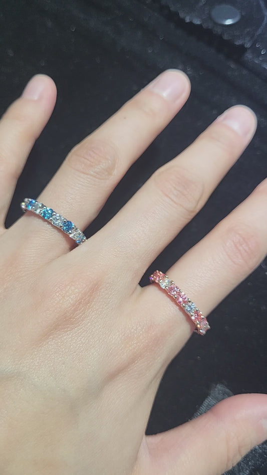 Natural birth stone eternity ring