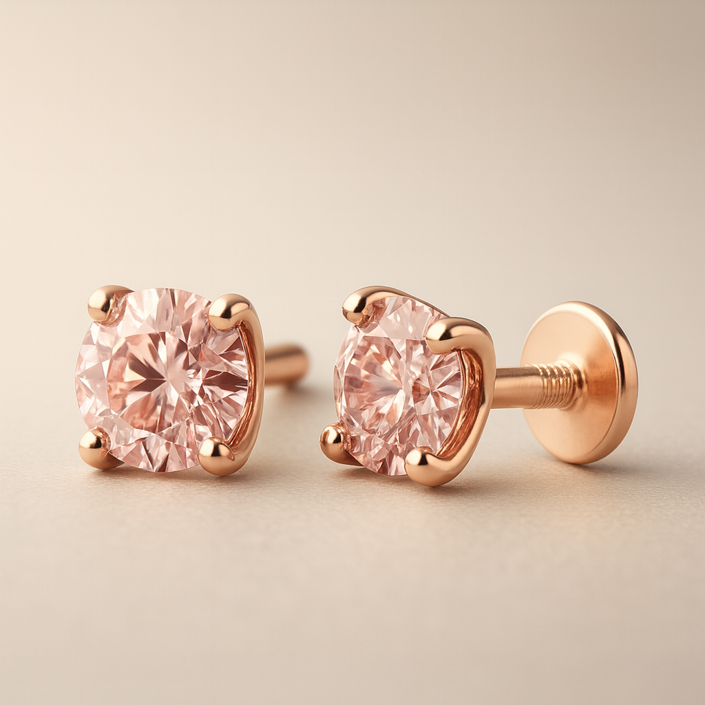 Pink Diamond Earrings 3.8mm