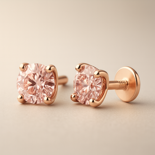 Pink Diamond Earrings 3.8mm