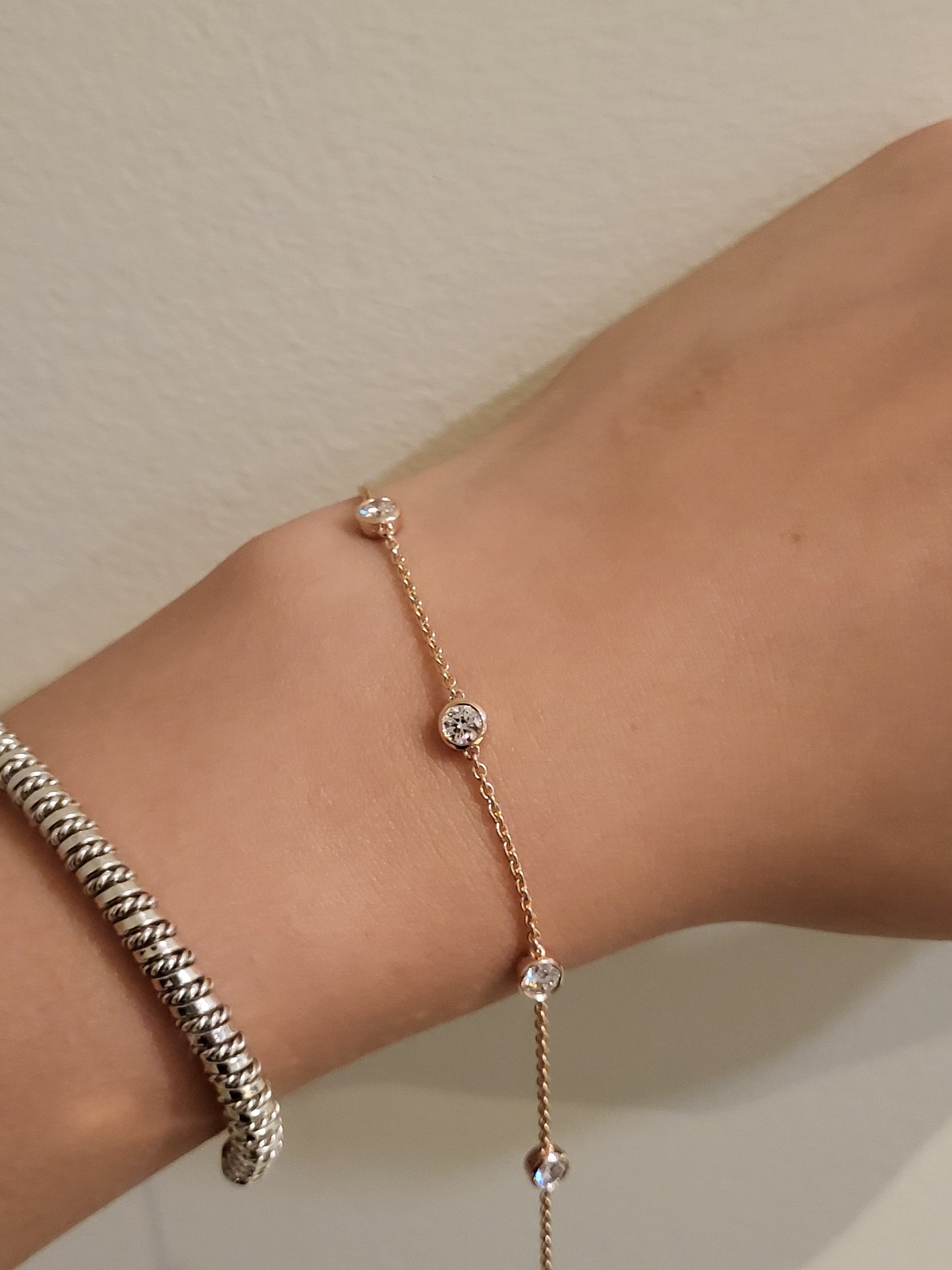 Rose gold bezel bracelet